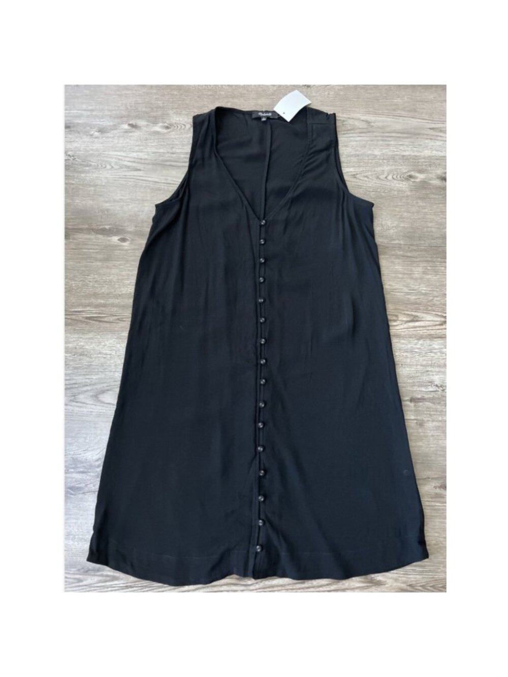 Madewell Button Front Sleeveless Dress Womens Small Black Viscose EcoVero NWT